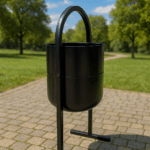 Coș de Gunoi Metalic Stradal – Ø240 mm, 240×300×700 mm, 4,24 kg